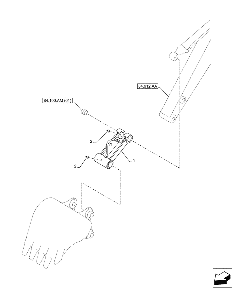 Схема запчастей Case CX210D LC LR - (84.100.AP[02]) - VAR - 488046 - BUCKET, LINK, W/ HOOK (84) - BOOMS, DIPPERS & BUCKETS