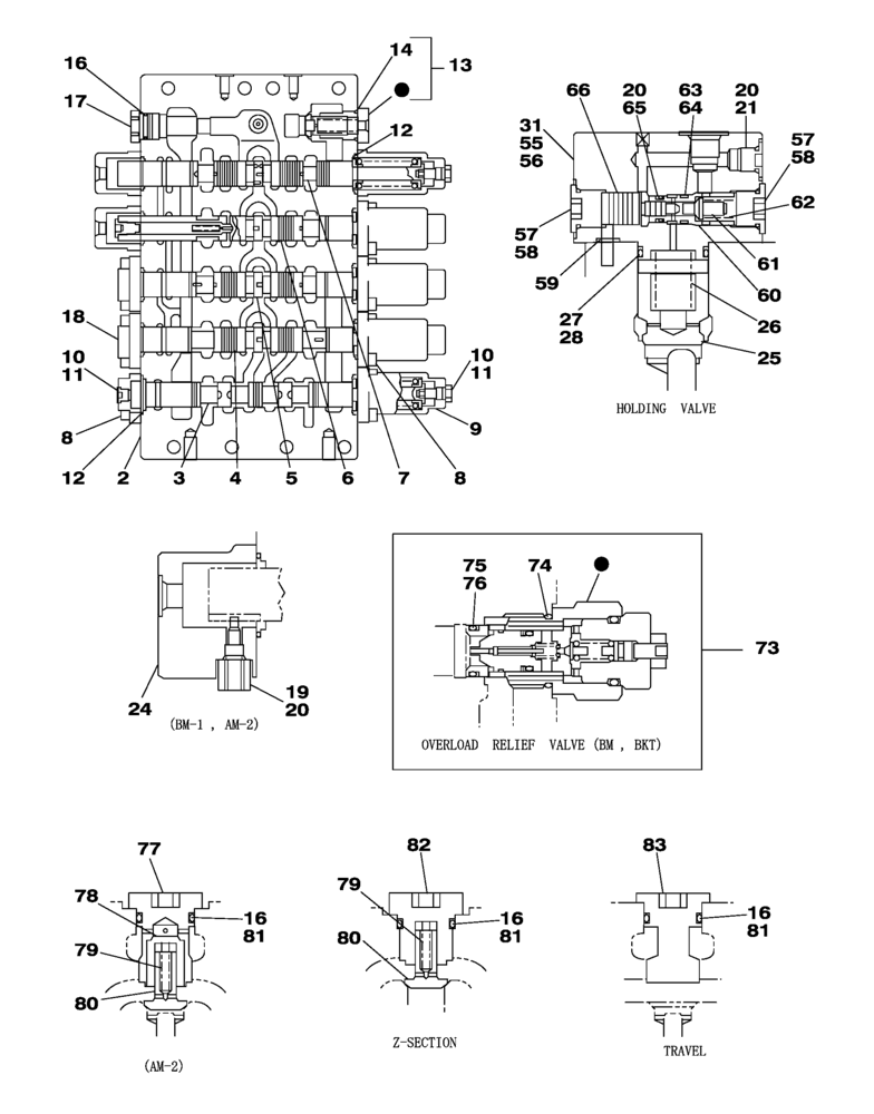 Схема запчастей Case CX800B - (08-96) - CONTROL VALVE (08) - HYDRAULICS