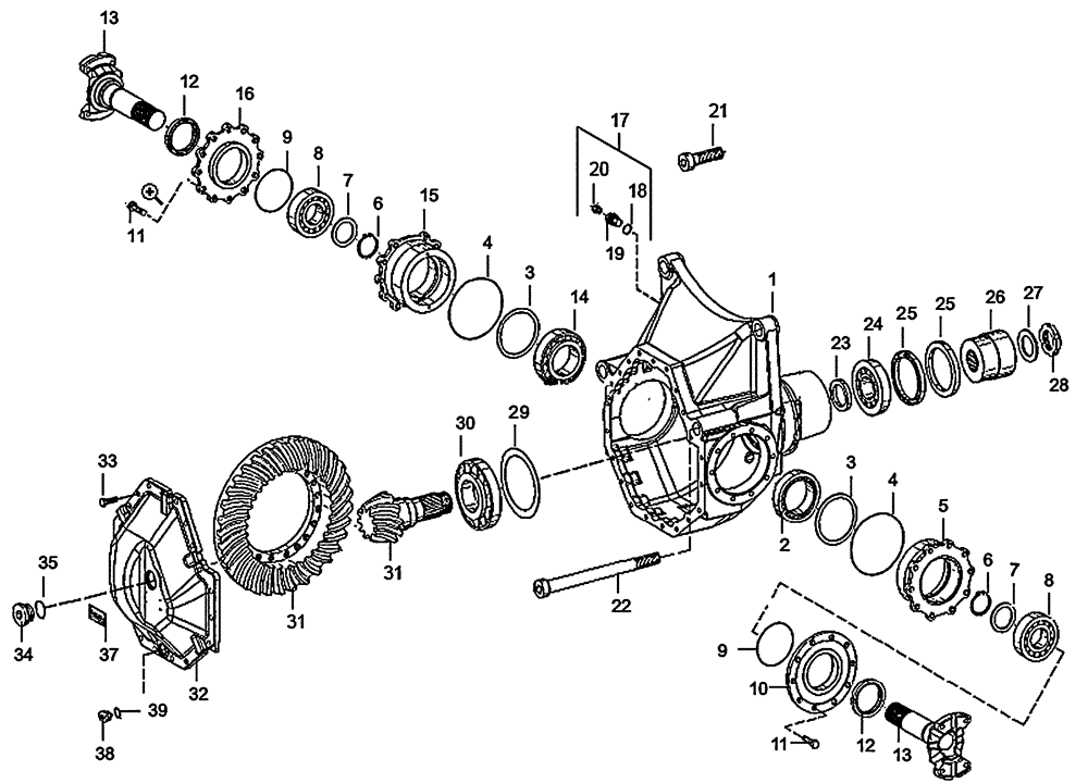 Схема запчастей Case 330B - (18A00000988[001]) - DIFFERENTIAL BETWEEN WHEELS (87515415) (03) - Converter / Transmission