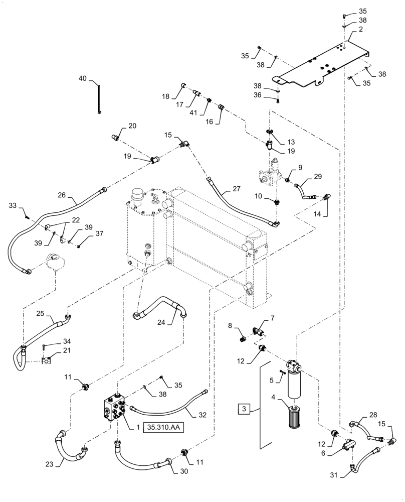 Схема запчастей Case DV210C - (35.300.BC) - HYDRAULIC OIL COOLER LINES, ASN SER# NFNTL2013 (35) - HYDRAULIC SYSTEMS