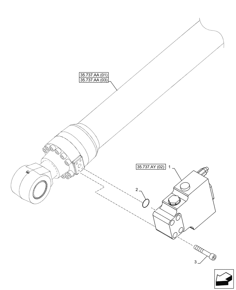 Схема запчастей Case CX210D LC - (35.737.AY[01]) - VAR - 481064, 461585 - ARM, CYLINDER, SAFETY VALVE (35) - HYDRAULIC SYSTEMS