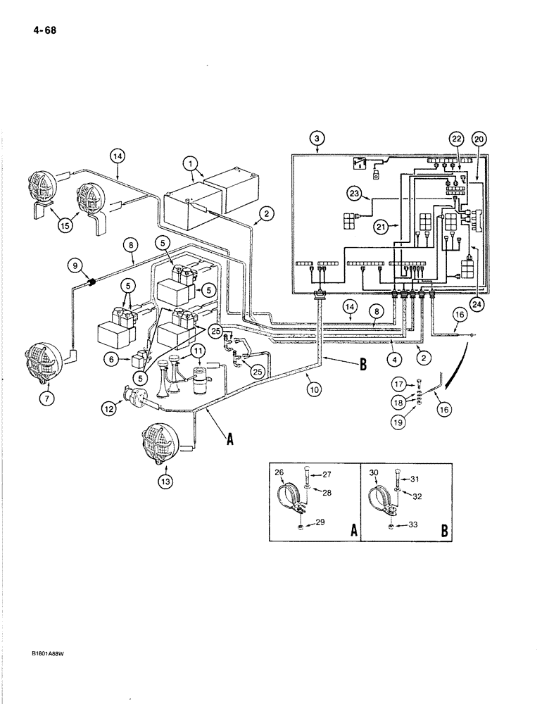 Схема запчастей Case 170B - (4-68) - TURNTABLE ELECTRICAL HARNESS, P.I.N. 74341 THROUGH 74367 (04) - ELECTRICAL SYSTEMS