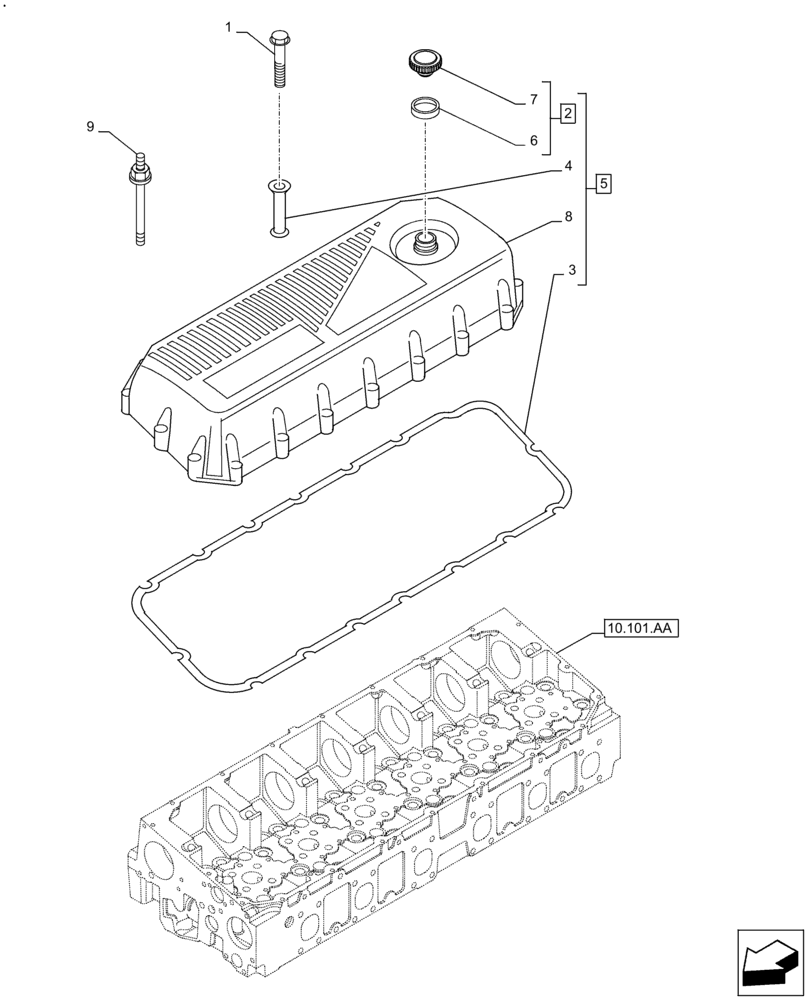 Схема запчастей Case F2CFE614H B005 - (10.101.AB) - CYLINDER HEAD, COVERS (10) - ENGINE