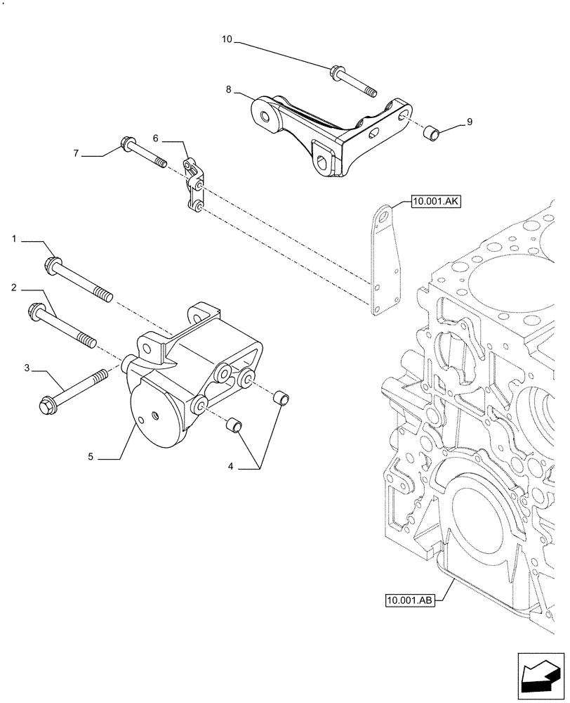 Схема запчастей Case F2CFE614H B005 - (55.301.AB) - ALTERNATOR, SUPPORT (55) - ELECTRICAL SYSTEMS