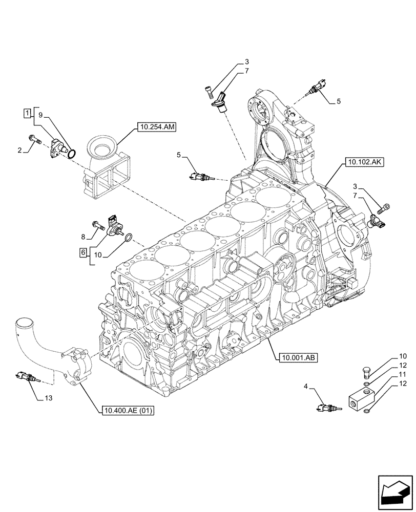 Схема запчастей Case F2CFE614F B005 - (55.015.AC) - ENGINE, SENSOR (55) - ELECTRICAL SYSTEMS