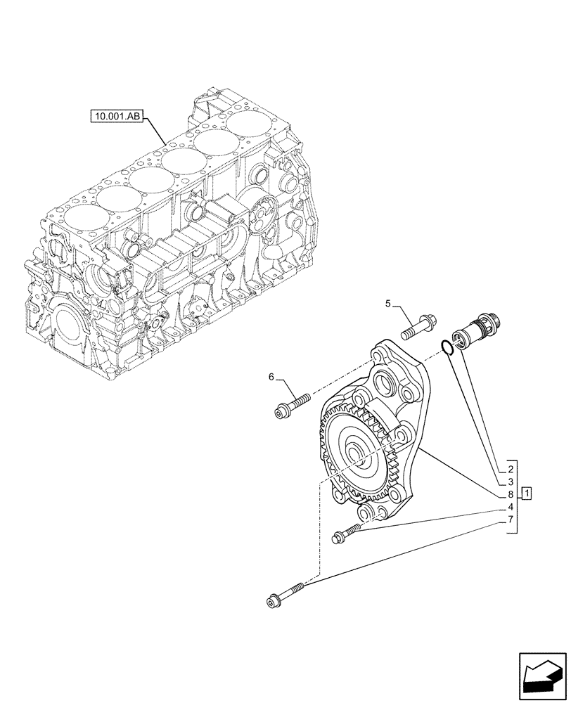 Схема запчастей Case F2CFE614F B005 - (10.304.AC[01]) - OIL PUMP (10) - ENGINE