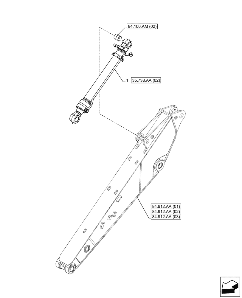 Схема запчастей Case CX210D NLC - (35.738.AA[01]) - VAR - 461501, 461502, 481268 - BUCKET CYLINDER (35) - HYDRAULIC SYSTEMS