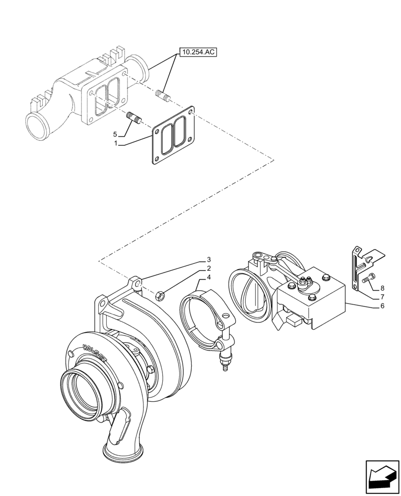 Схема запчастей Case F2CFE614H B005 - (10.250.AC) - TURBOCHARGER (10) - ENGINE