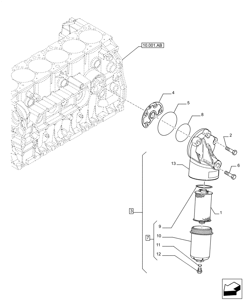 Схема запчастей Case F2CFE614H B005 - (10.304.AE) - OIL FILTER (10) - ENGINE