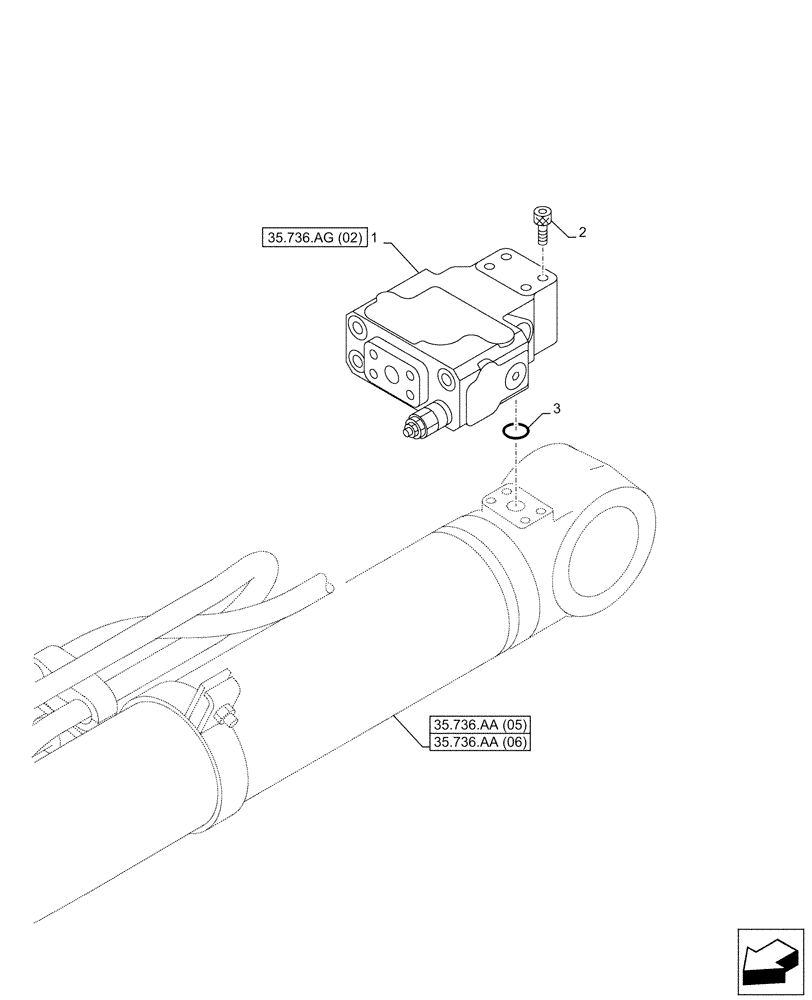 Схема запчастей Case CX210D LC LR - (35.736.AG[01]) - VAR - 481064, 461585 - BOOM, LIFT CYLINDER, SAFETY VALVE (35) - HYDRAULIC SYSTEMS