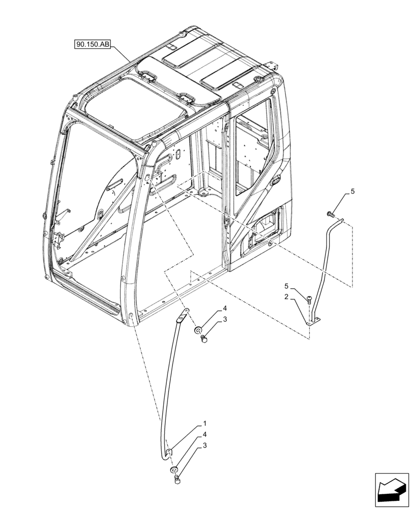 Схема запчастей Case CX130D - (90.118.AX[01]) - HANDRAIL, CAB (90) - PLATFORM, CAB, BODYWORK AND DECALS