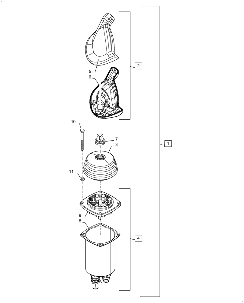 Схема запчастей Case 1150K - (04-10[01]) - BLADE CONTROL JOYSTICK, WITH TWIST, 3 HARNESS CONNECTORS (04) - ELECTRICAL SYSTEMS