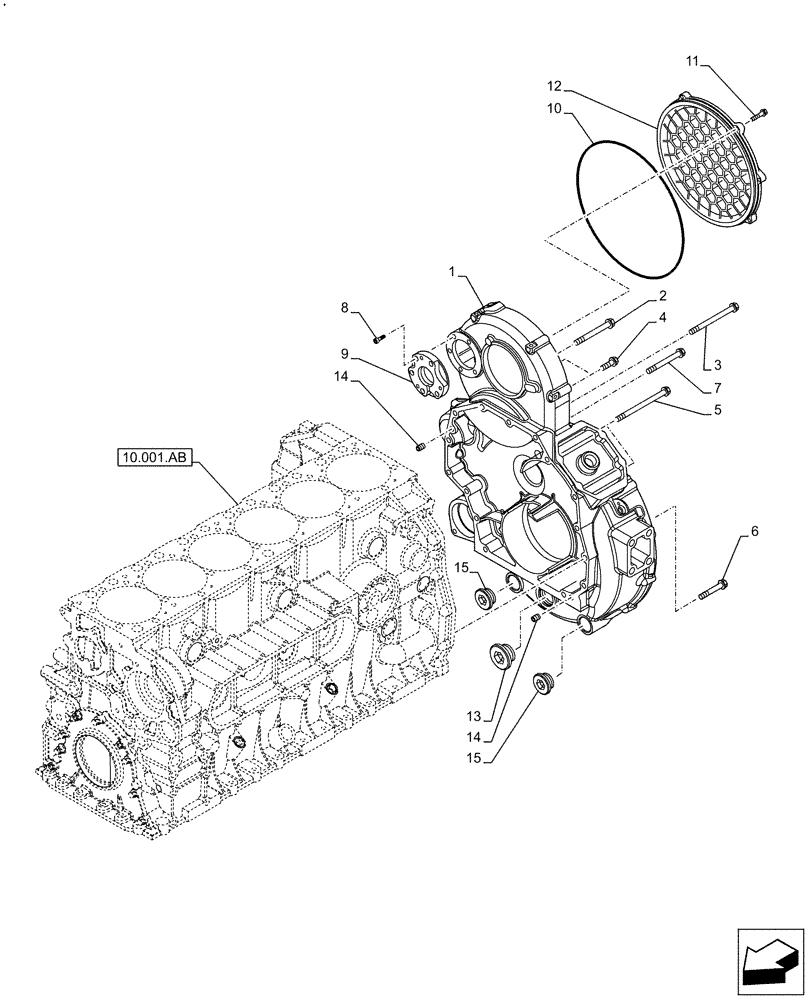 Схема запчастей Case F2CFE614H B005 - (10.102.AK) - CRANKCASE, COVERS (10) - ENGINE