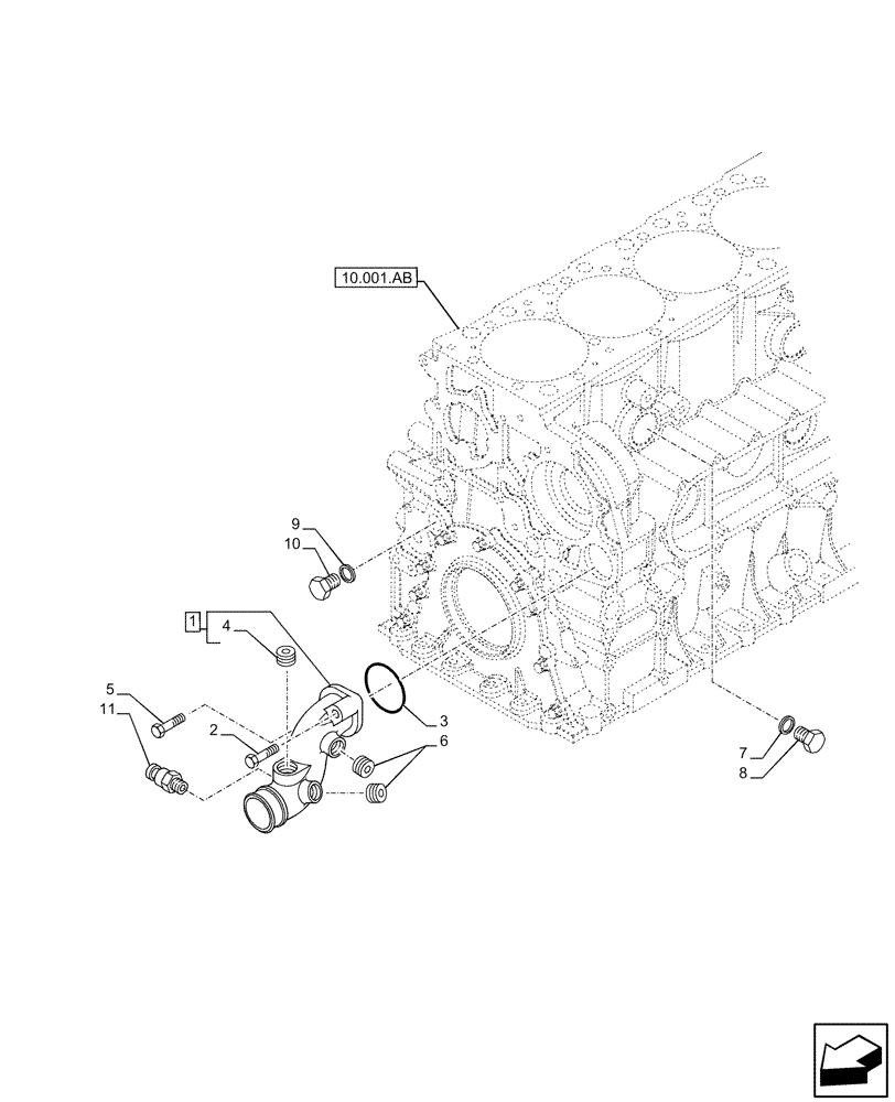 Схема запчастей Case F2CFE614H B005 - (10.400.AQ) - WATER PUMP LINE (10) - ENGINE