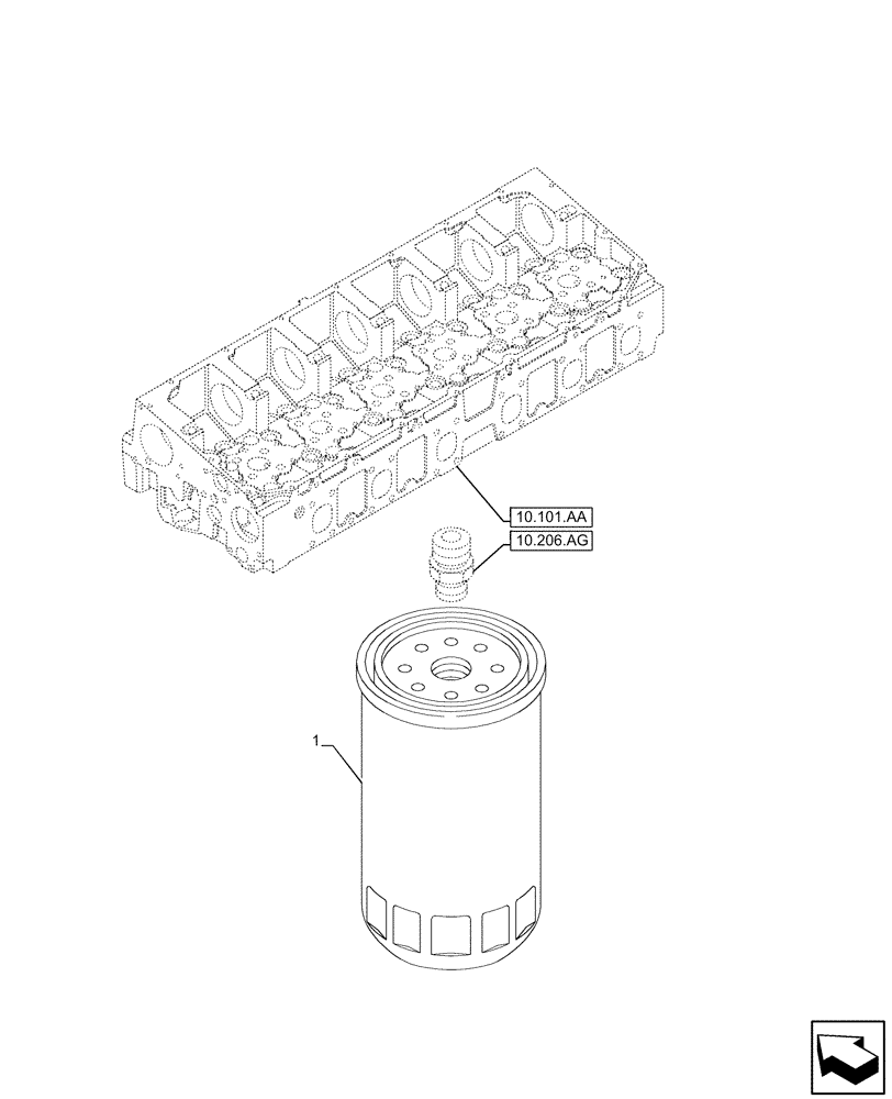 Схема запчастей Case F2CFE614H B005 - (10.206.AG[02]) - FUEL FILTER (10) - ENGINE