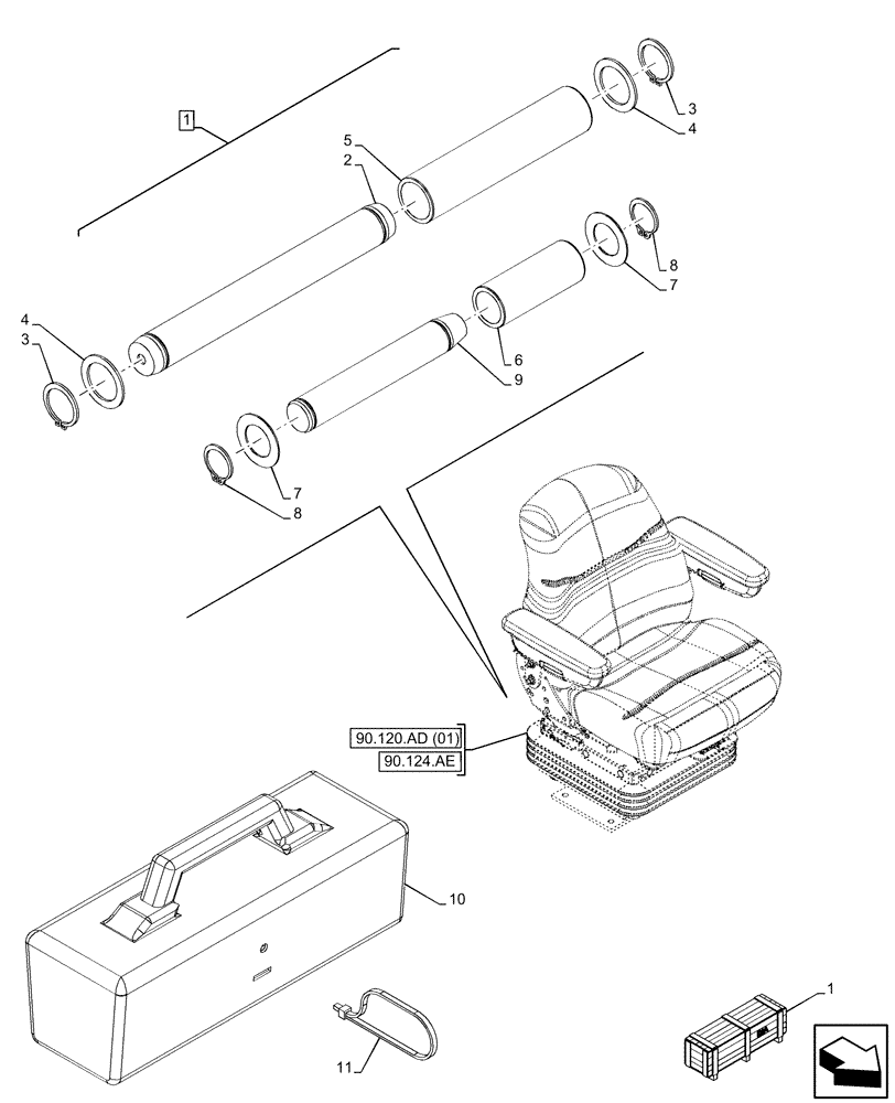 Схема запчастей Case 590SN - (88.100.AG[01]) - VAR - 423082 - TOOL BOX, RETROFIT MECHANICAL (88) - ACCESSORIES