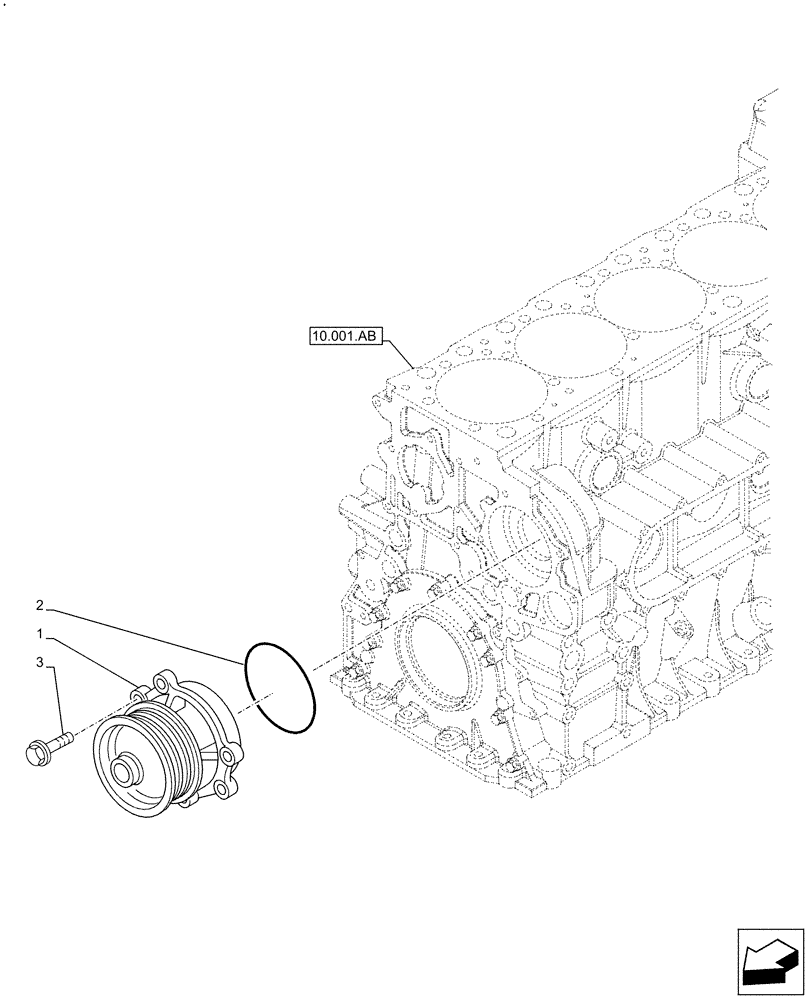 Схема запчастей Case F2CFE614F B005 - (10.400.BB) - WATER PUMP (10) - ENGINE