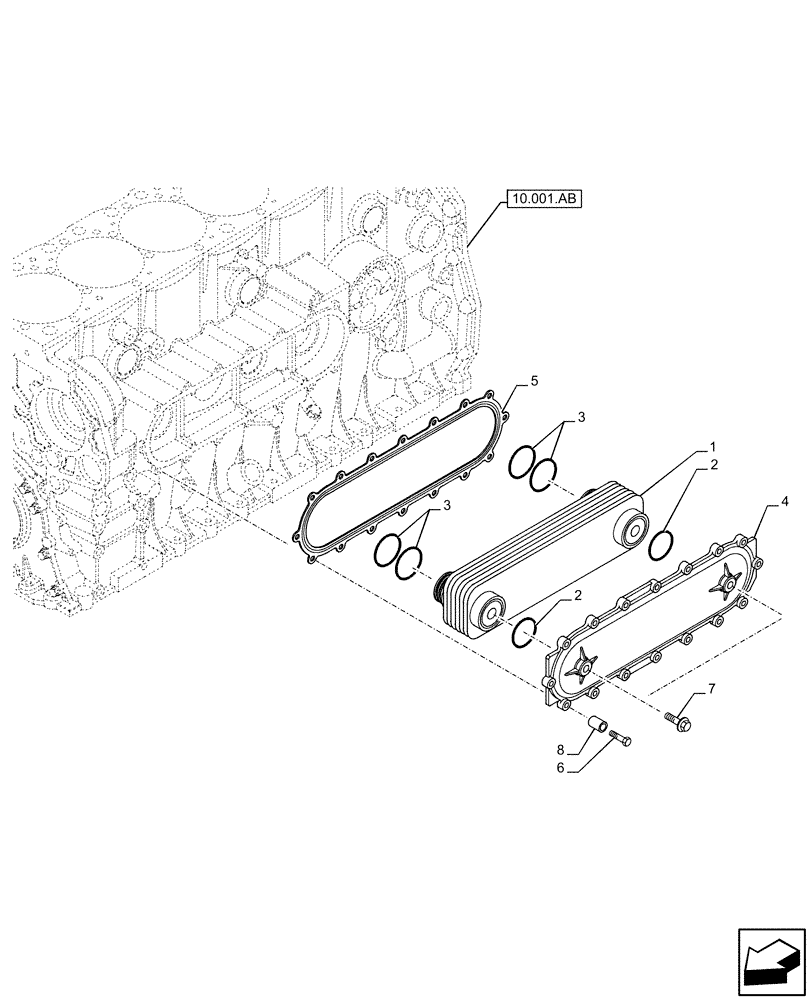 Схема запчастей Case F2CFE614F B005 - (10.408.AC) - HEAT EXCHANGER (10) - ENGINE