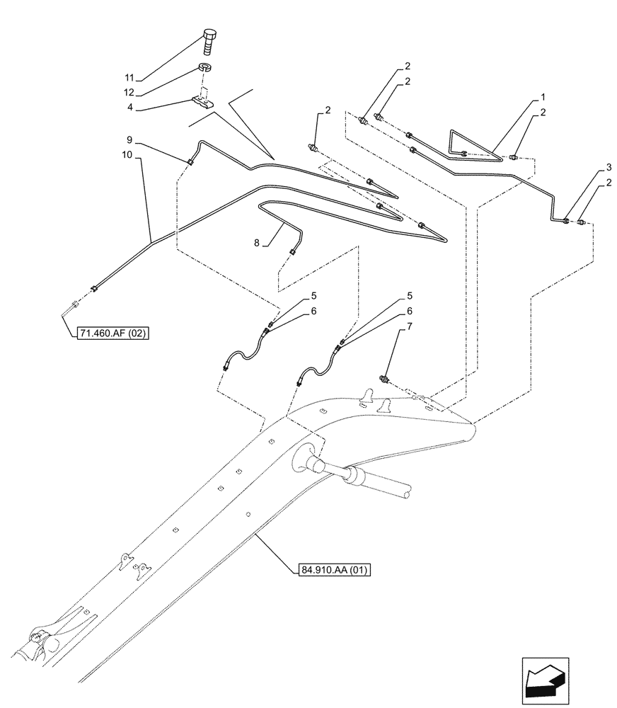 Схема запчастей Case CX210D LC LR - (71.460.AF[01]) - LUBRICATION LINE (71) - LUBRICATION SYSTEM