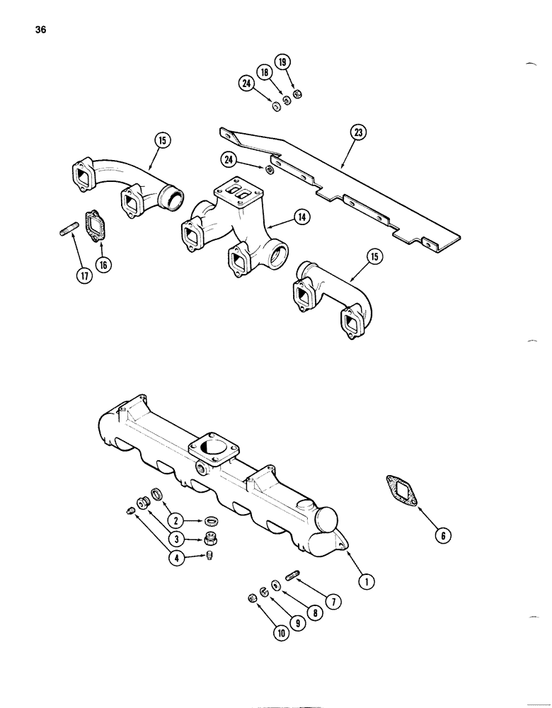 Схема запчастей Case 1280B - (036) - INTAKE MANIFOLD, 504BDT DIESEL ENGINE (02) - ENGINE