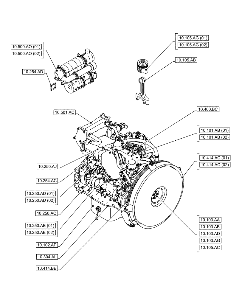 Схема запчастей Case AQ-4HK1XASS01 - (00.000.10[01]) - PICTORIAL INDEX - ENGINE (00) - GENERAL & PICTORIAL INDEX