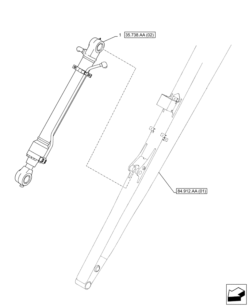 Схема запчастей Case CX210D LC LR - (35.738.AA[01]) - VAR - 481248 - BUCKET CYLINDER (35) - HYDRAULIC SYSTEMS