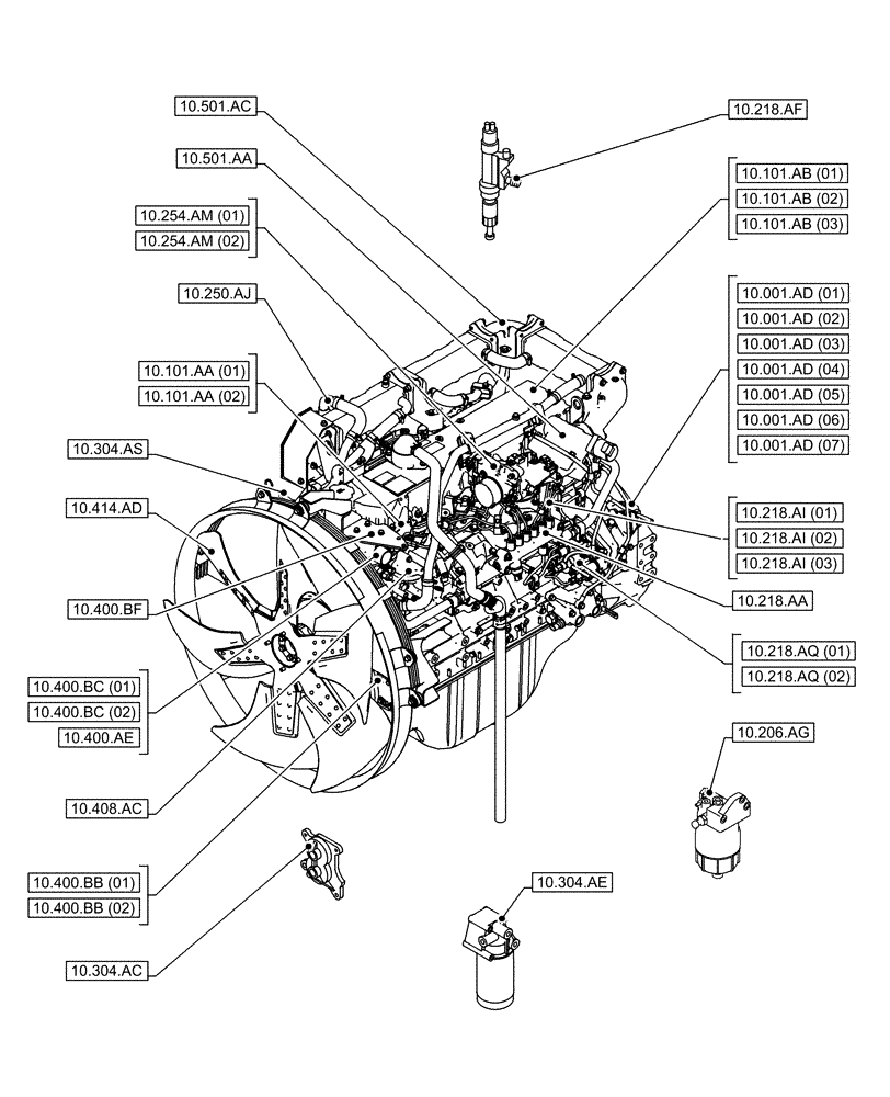 Схема запчастей Case AQ-6HK1XASS01-02 - (00.000.10[02]) - PICTORIAL INDEX - ENGINE (00) - GENERAL & PICTORIAL INDEX