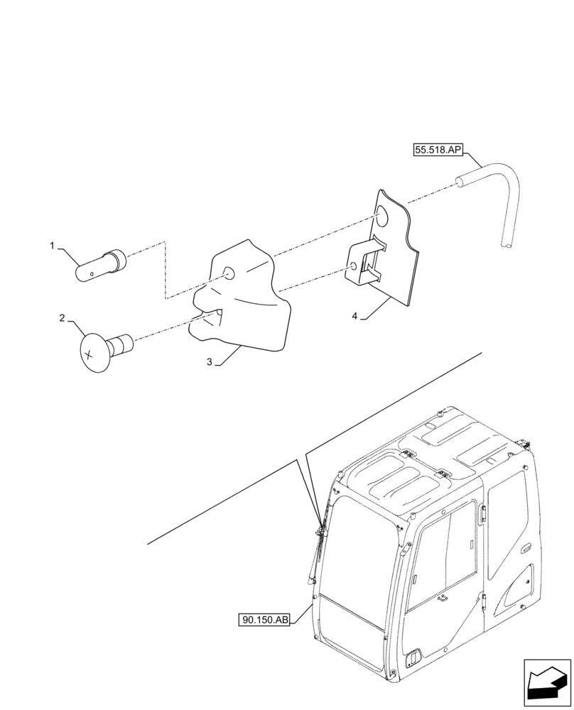 Схема запчастей Case CX130D LC - (55.518.AV) - WINDSHIELD WIPER, SPRAY, NOZZLE (55) - ELECTRICAL SYSTEMS