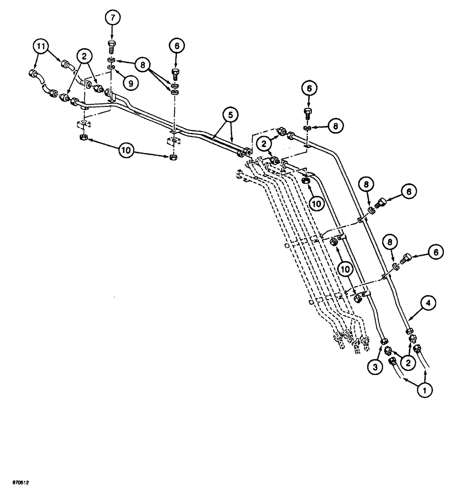 Схема запчастей Case 688 - (8-140) - HYDRAULIC CIRCUIT FOR OPTIONS, TUBES AT BOOM (08) - HYDRAULICS