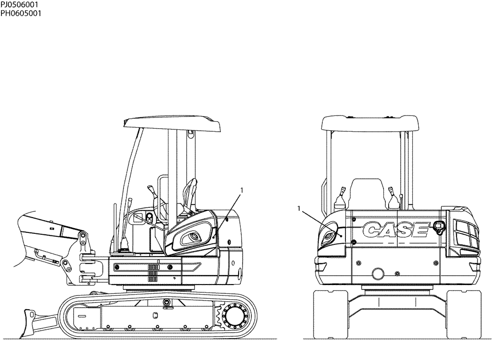 Схема запчастей Case CX50B - (06-004) - NAME PLATE INSTAL, P/N PH22T00058F1 (90) - PLATFORM, CAB, BODYWORK AND DECALS