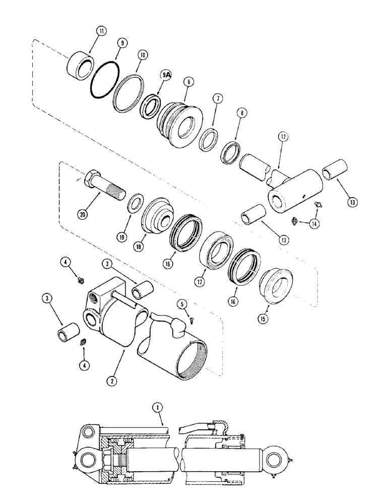 Схема запчастей Case 880 - (242) - HOIST & CROWD CYLINDER, 5-1/2" DIA. CYLINDER W/45-1/2" STROKE 2-1/2" ROD ASSEMBLY (07) - HYDRAULIC SYSTEM