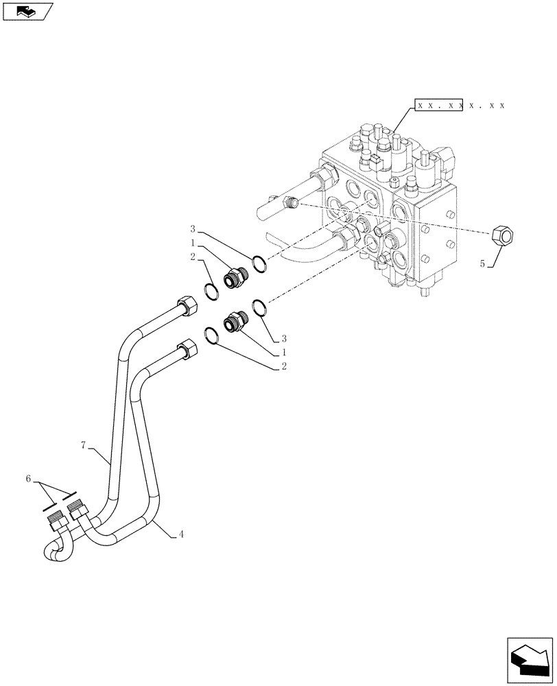 Схема запчастей Case 721F - (35.701.05) - HYDRAULICS - NON-RIDE CONTROL VALVE INSTALLATION - Z-BAR/XT (35) - HYDRAULIC SYSTEMS