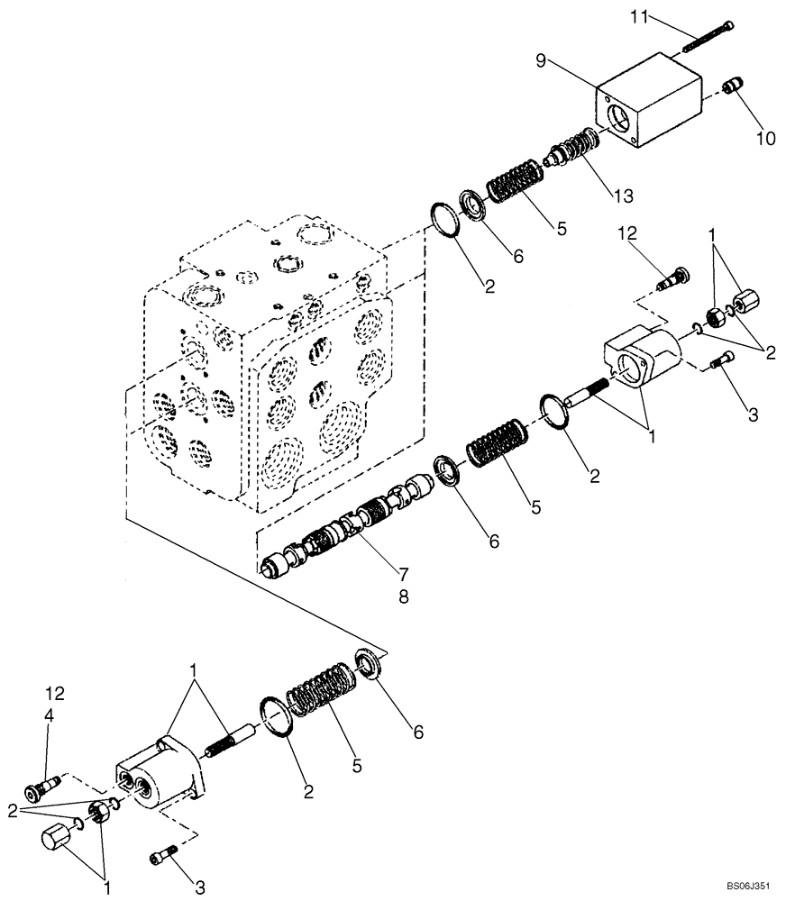 Схема запчастей Case 721D - (08-15H) - VALVE SECTION - BUCKET/BOOM SPOOLS (TWO SPOOL VALVE) (XT) - IF USED (08) - HYDRAULICS