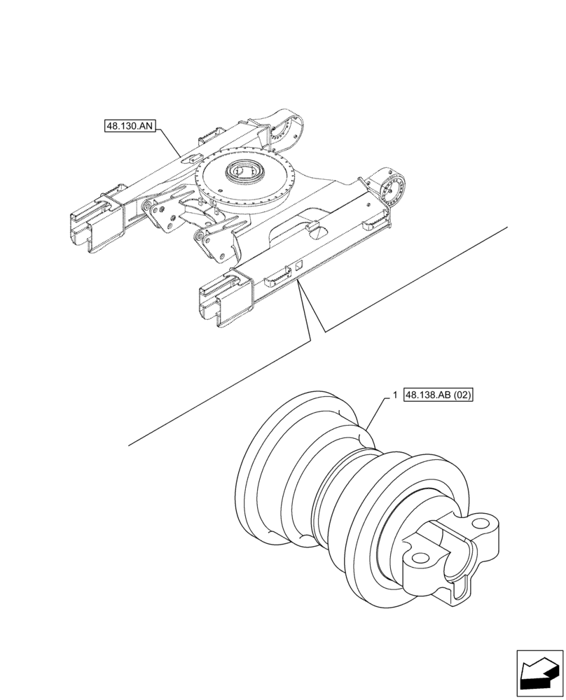 Схема запчастей Case CX130D - (48.138.AB[01]) - TRACK ROLLER (48) - TRACKS & TRACK SUSPENSION