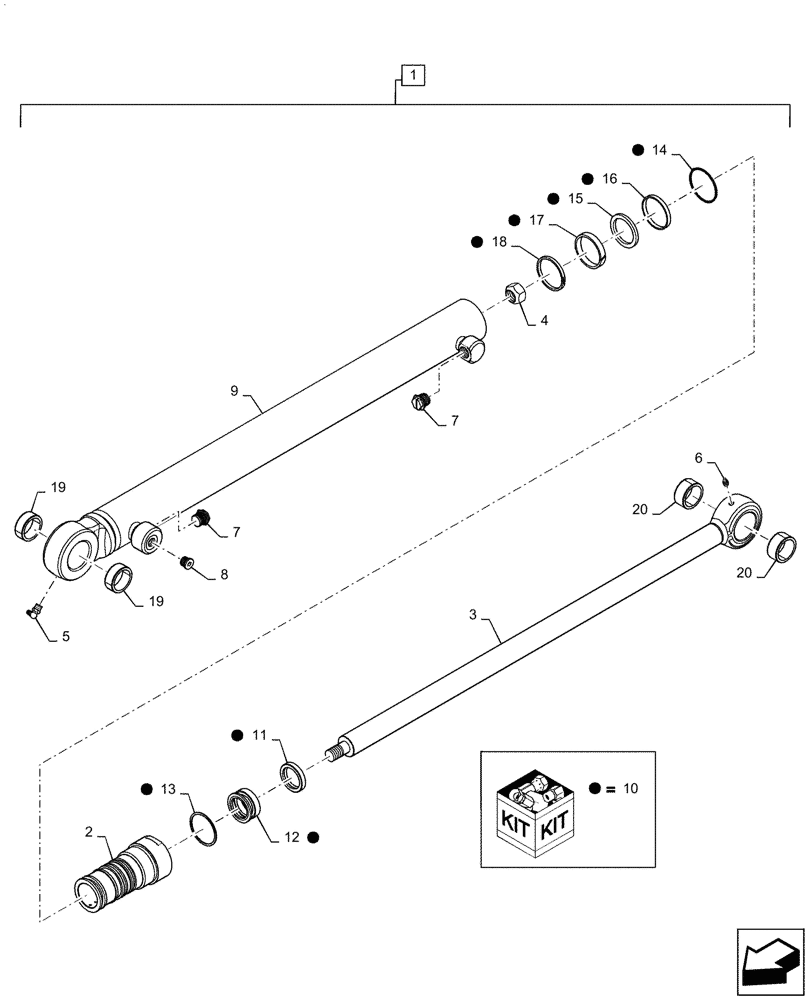 Схема запчастей Case SV185 - (35.701.CB[01]) - LIFT CYLINDER, LH (35) - HYDRAULIC SYSTEMS