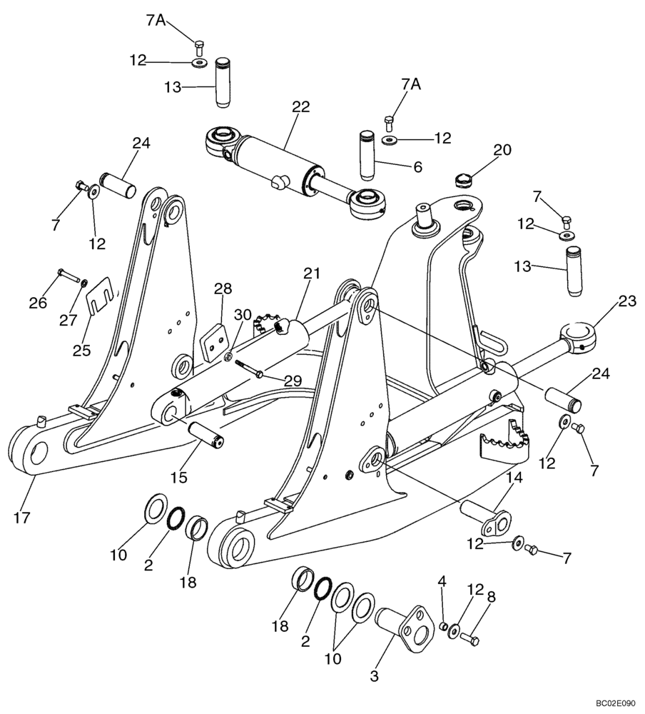 Схема запчастей Case 850K - (09-01[02]) - FRAME PINS AND DOZER BLADE CYLINDERS (09) - Implement / Hydraulics / Frame / Brakes