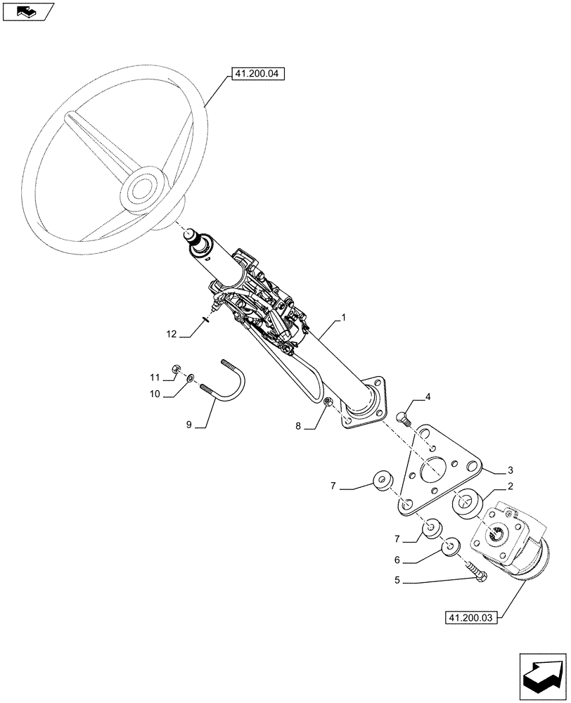 Схема запчастей Case 580SN - (41.101.05[01A]) - VAR - 747853, 747854, 747855 - ADJUSTABLE STEERING COLUMN, CAB - D7360 (41) - STEERING