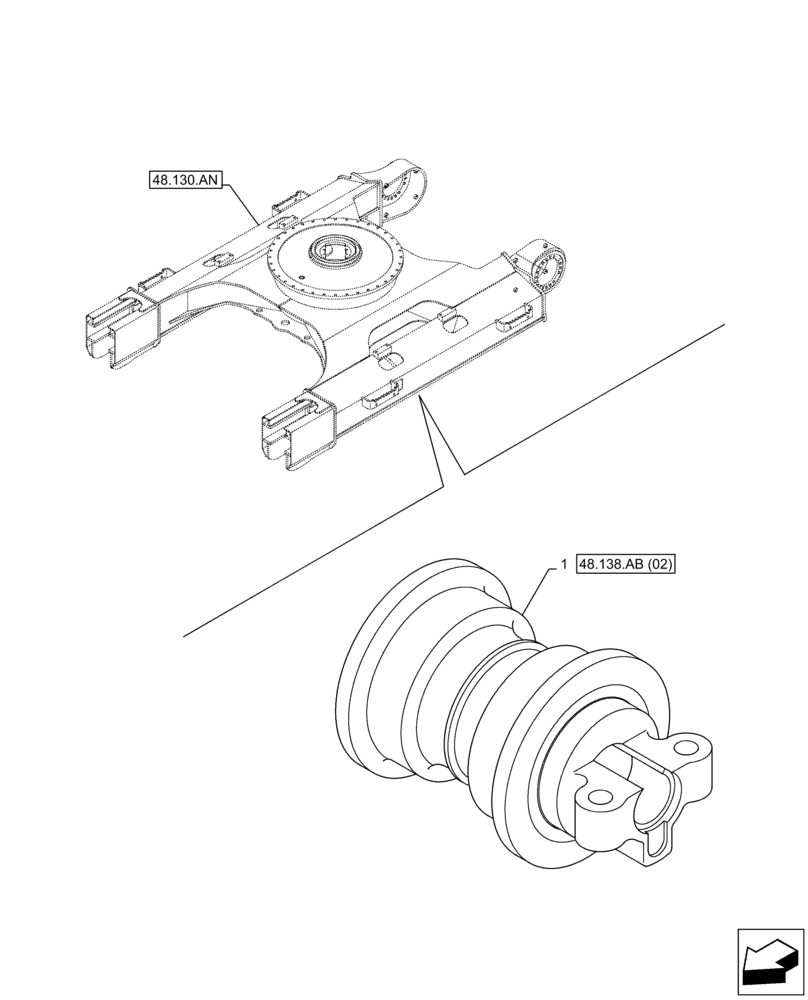 Схема запчастей Case CX130D LC - (48.138.AB[01]) - TRACK ROLLER (48) - TRACKS & TRACK SUSPENSION