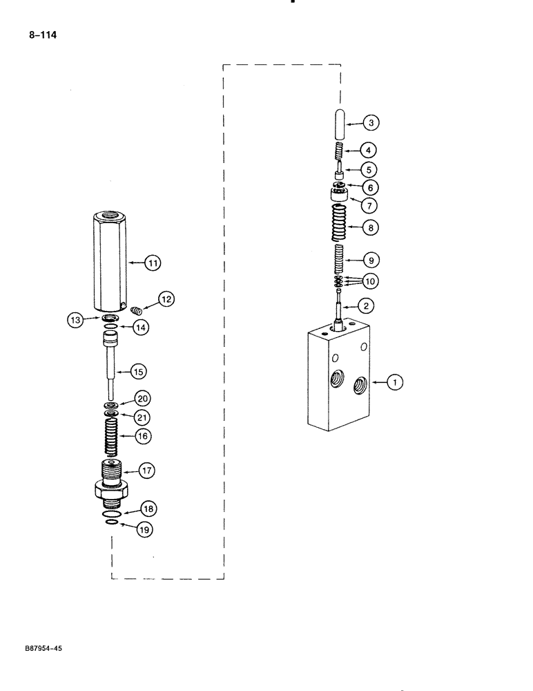 Схема запчастей Case 888 - (8-114) - TRAVEL SPEED LIMITER VALVE, P.I.N. FROM 74163 TO 74418, 15201 TO 15262 (08) - HYDRAULICS