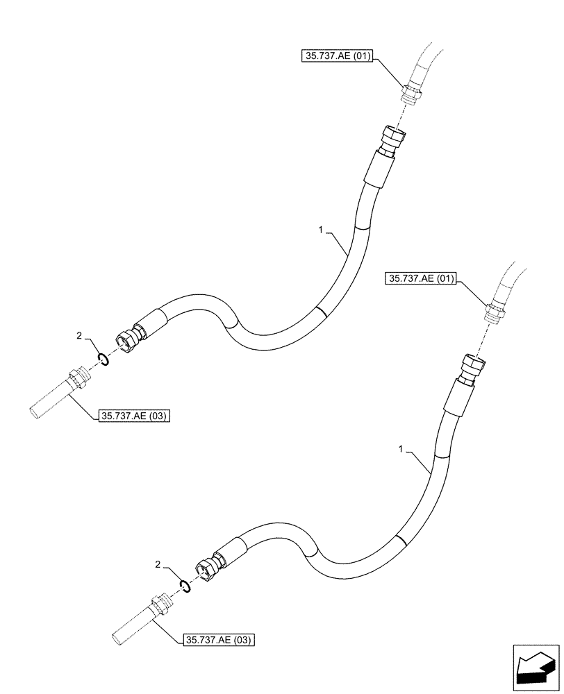 Схема запчастей Case CX130D LC - (35.737.AE[02]) - ARM, CYLINDER, LINE (35) - HYDRAULIC SYSTEMS