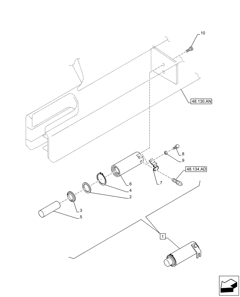 Схема запчастей Case CX130D LC - (48.134.AJ) - TRACK CHAIN, CYLINDER (48) - TRACKS & TRACK SUSPENSION