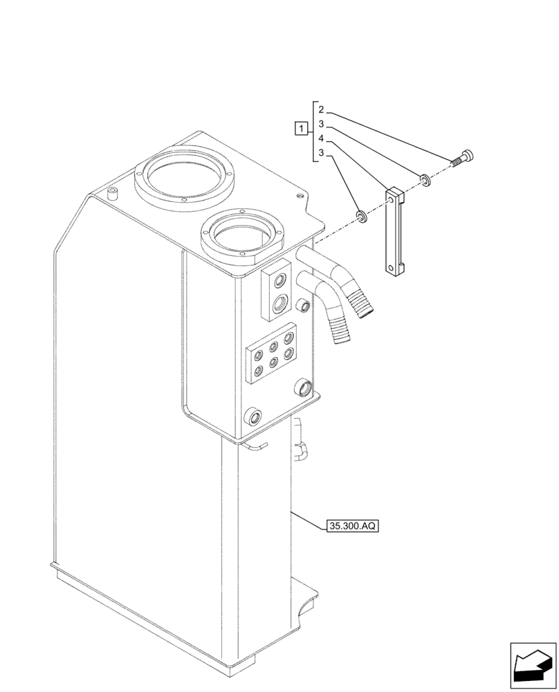 Схема запчастей Case CX130D - (35.300.AF) - HYDRAULIC OIL RESERVOIR, LEVEL INDICATOR (35) - HYDRAULIC SYSTEMS