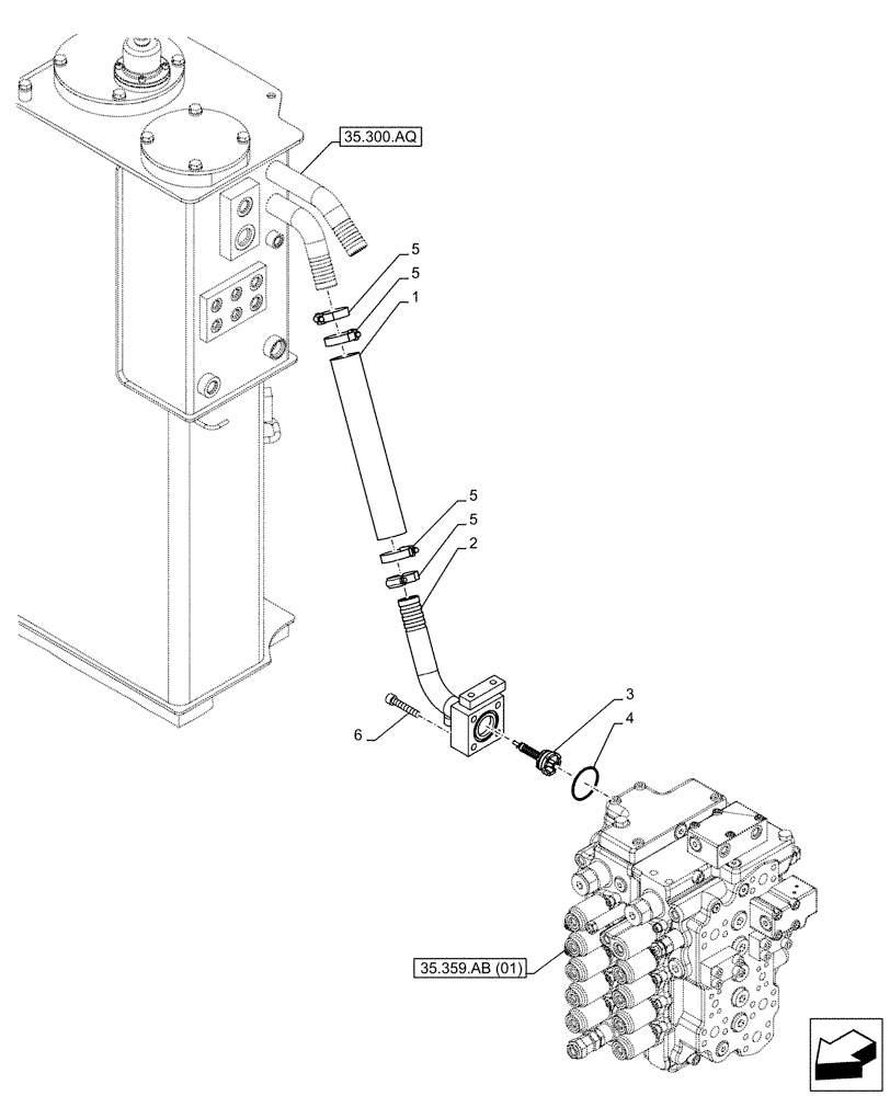 Схема запчастей Case CX130D - (35.300.BC[02]) - OIL COOLER LINE (35) - HYDRAULIC SYSTEMS