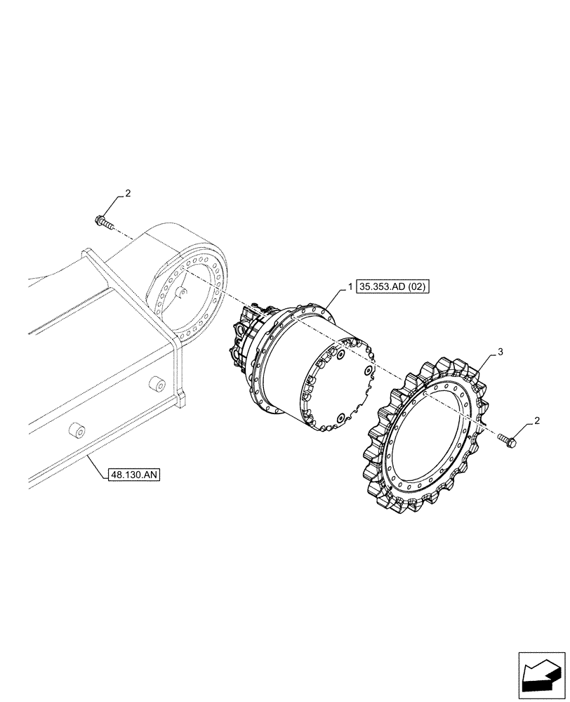 Схема запчастей Case CX160D LC - (35.353.AD[01]) - TRAVEL MOTOR & REDUCTION GEAR, HOUSING (35) - HYDRAULIC SYSTEMS