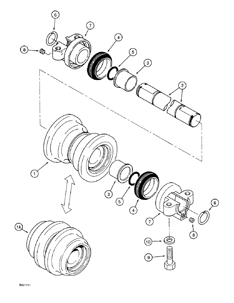 Схема запчастей Case 9030 - (5-12) - TRACK ROLLERS (11) - TRACKS/STEERING