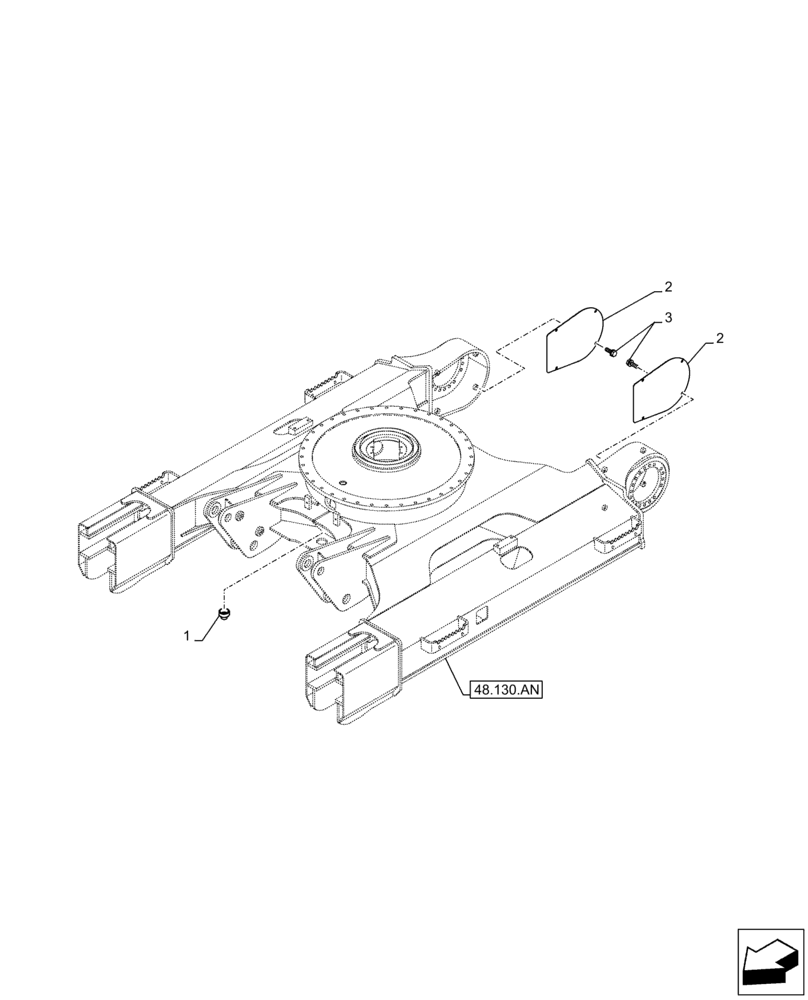 Схема запчастей Case CX130D - (90.130.AG) - GUARD, MOTO-REDUCTION GEAR (90) - PLATFORM, CAB, BODYWORK AND DECALS