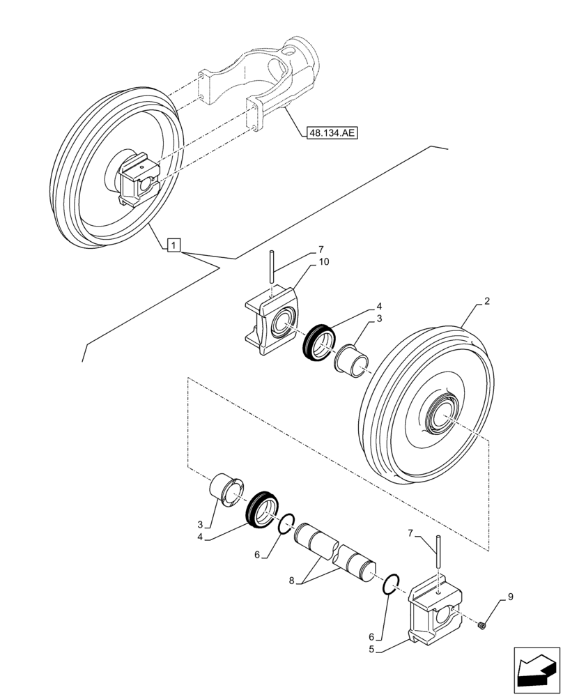 Схема запчастей Case CX130D LC - (48.134.AA) - IDLER WHEEL (48) - TRACKS & TRACK SUSPENSION