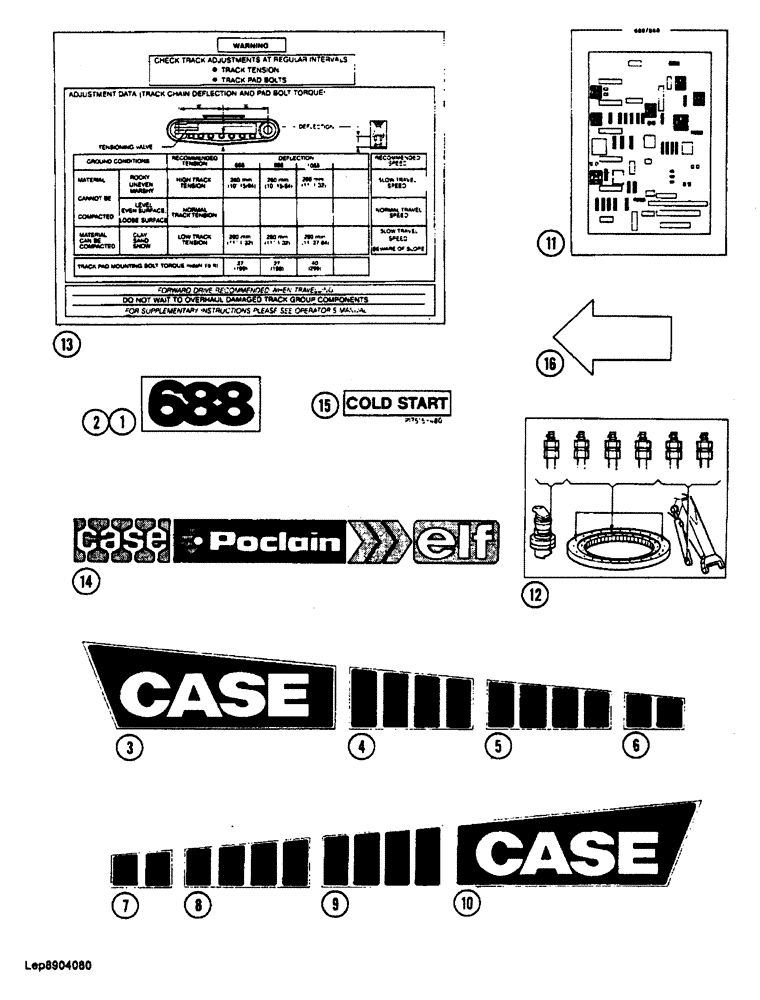 Схема запчастей Case 688 - (9-108) - DECALS (09) - CHASSIS