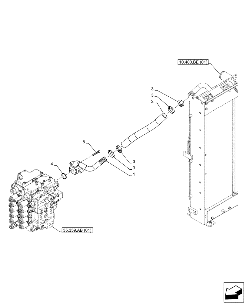 Схема запчастей Case CX130D LC - (35.300.BC[03]) - OIL COOLER LINE (35) - HYDRAULIC SYSTEMS