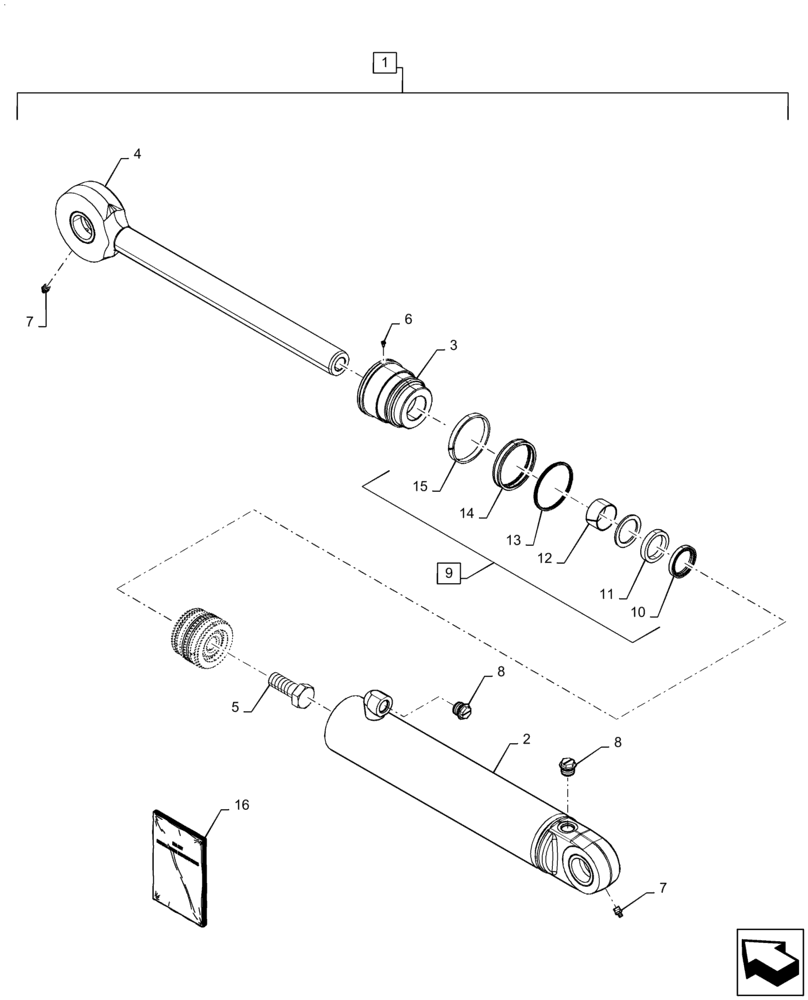 Схема запчастей Case 850M WT - (35.741.040) - LIFT CYLINDER (35) - HYDRAULIC SYSTEMS